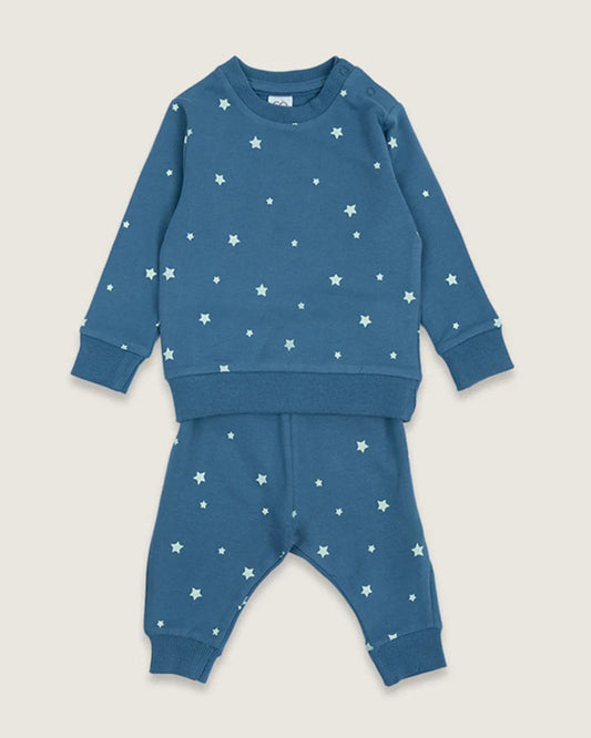 BabyCo Organics Blue Galaxy Jogger Set-Cotton-For Infants