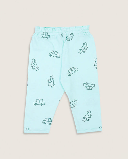 BabyCo Organics Sea Green Happy Cars Pajama set-Cotton-For Infants