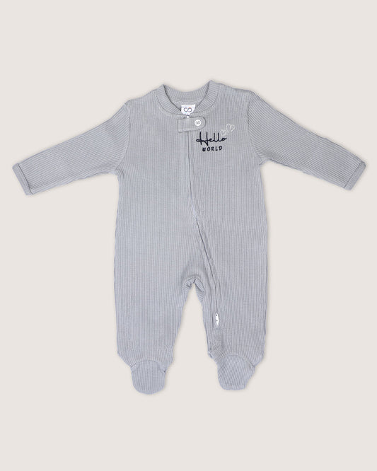 BabyCo Organics Olive & Grey Footie Sleepsuit-Cotton-Pack Of 2-For Infants