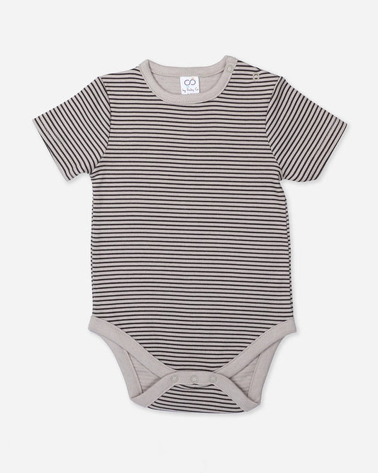 BabyCo Organics Grey Earthy Stripes Onesie-Cotton-For Infants