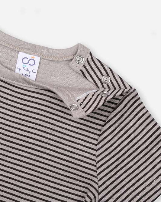 BabyCo Organics Grey Earthy Stripes Onesie-Cotton-For Infants