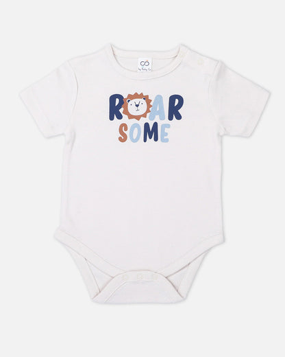 BabyCo Organics White Roarsome Onesie-Cotton-For Infants