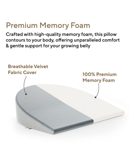 Fovera Wedge Shaped Pregnancy Pillow-Grey-Memory Foam-Pregnancy Belly & Back Support-For Maternity