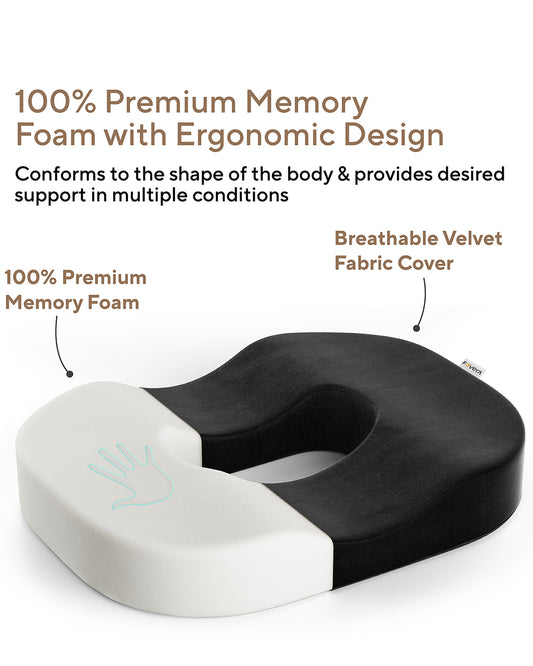 Fovera Pregnancy Pillow-Orthopedic Donut Seat Cushion-Black-Pregnancy Pain Relief-For Maternity