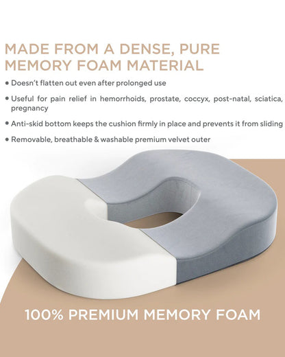 Fovera Pregnancy Pillow-Orthopedic Donut Seat Cushion-Grey-Pregnancy Pain Relief-For Maternity