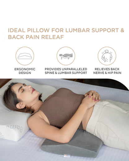 Fovera Lumber Pregnancy Pillow-Grey-Memory Foam-Back Pain, Nerve