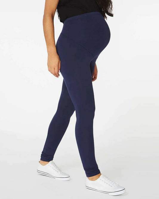 Putchi Blue Maternity Leggings-Cotton-Skinny Fit-Bump Friendly