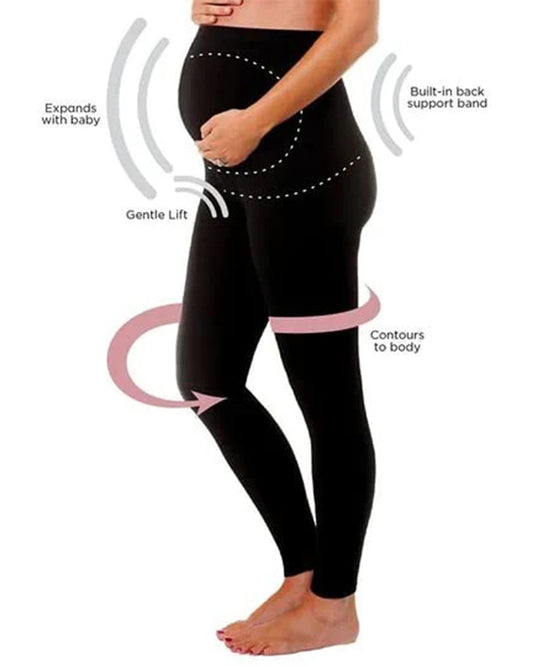 Putchi Black Maternity Leggings-Cotton-Skinny Fit-Bump Friendly