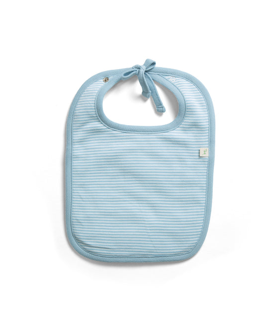 Tiny Twig 100% Organic Cotton Bib-Cool Blue Stripes-With Snap Button-For Infants