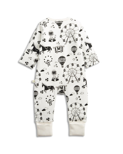 Tiny Twig White & Black Circus Zipsuit-Onesie-Organic Cotton-For Infants