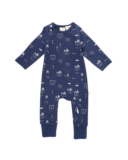 Tiny Twig Blue Bear Hugs Zipsuit-Onesie-Organic Cotton-For Infants