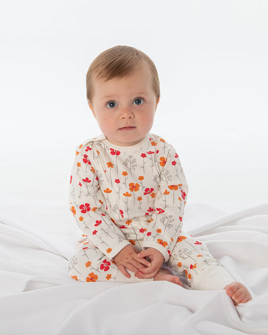 Tiny Twig White & Red Rose Bouquet Zipsuit-Onesie-Organic Cotton-For Infants