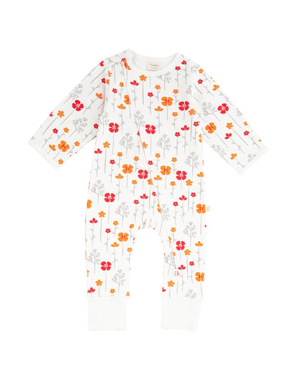 Tiny Twig White & Red Rose Bouquet Zipsuit-Onesie-Organic Cotton-For Infants