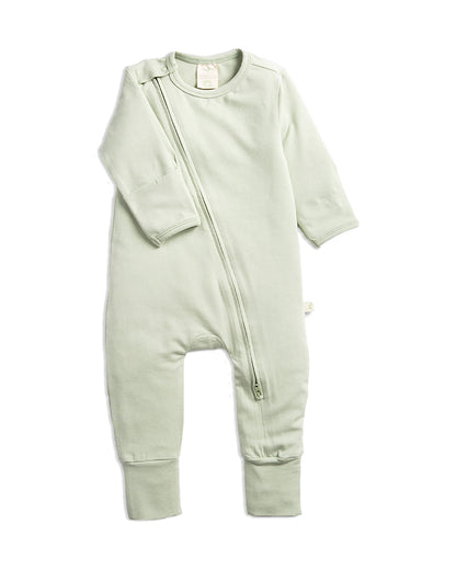 Tiny Twig Sage Solid Diagonal Zipsuit-Onesie-Organic Cotton-For Infants