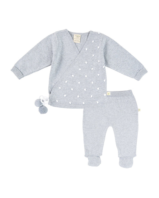 Tiny Twig Grey Kimono Jhabla Set-Organic Cotton-For Infants