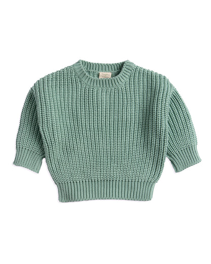 Tiny Twig Emerald Knitted Chunky Jumper-Sweater-Organic Cotton-For Infants