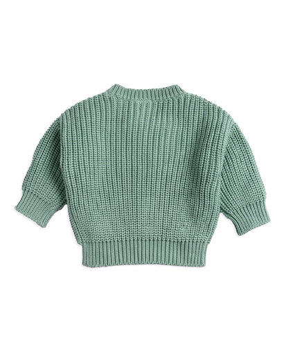 Tiny Twig Emerald Knitted Chunky Jumper-Winter Wear Sweater-Organic Cotton-For Infants