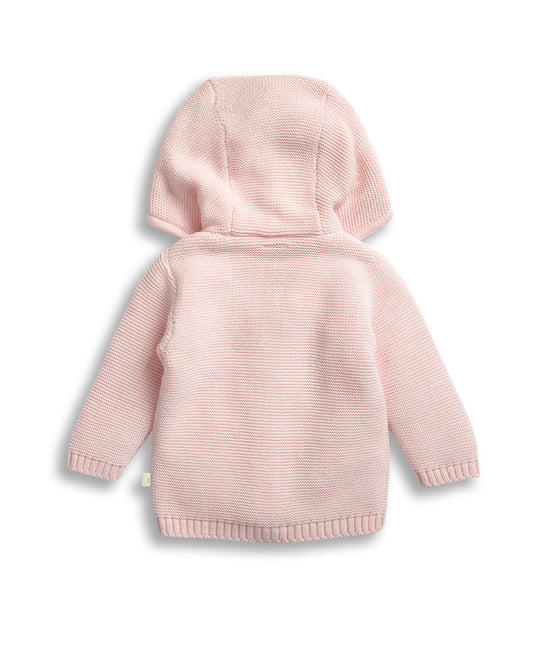 Tiny Twig Soft Pink Knitted Winter Wear Hoodie-Organic Cotton-For Infants