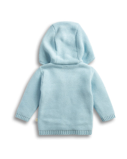 Tiny Twig Cool Blue Knitted Hoodie-Organic Cotton-For Infants