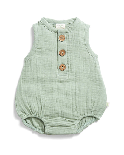 Tiny Twig Olive Solid Bubble Romper-Organic Cotton-For Infants