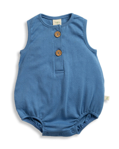 Tiny Twig Navy Solid Bubble Romper-Organic Cotton-For Infants