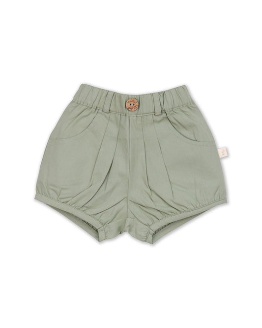 Tiny Twig Sage Green Denim Shorts-Girl-Organic Cotton-For Infants