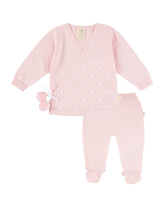 Tiny Twig Soft Pink Kimono Jhabla Set-Organic Cotton-For Infants