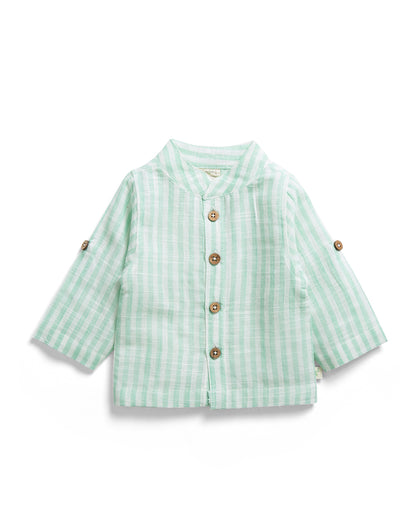 Tiny Twig White Ocean Stripes Shirt-Organic Cotton-For Infants