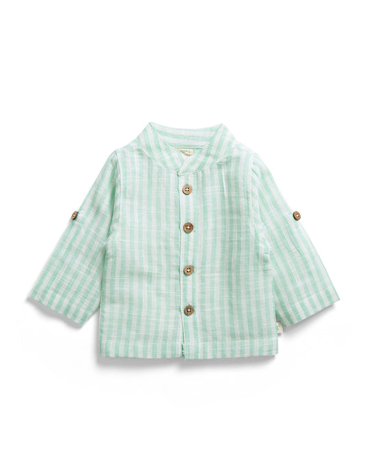 Tiny Twig White Ocean Stripes Shirt-Organic Cotton-For Infants