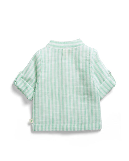 Tiny Twig White Ocean Stripes Shirt-Organic Cotton-For Infants