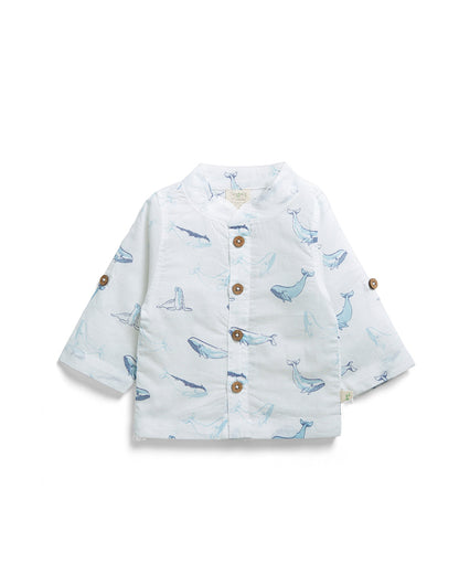 Tiny Twig White Dolphin Shirt-Organic Cotton-For Infants