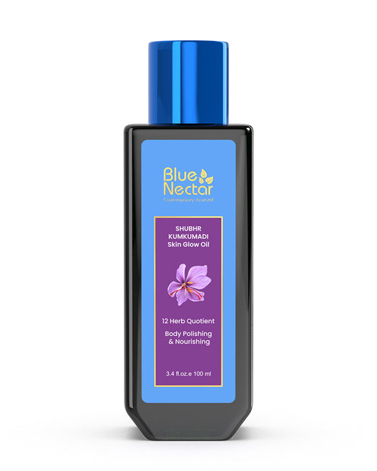 Blue Nectar Stretch Marks Oil-With Shubhr Kumkumadi-For Marks, Scars, Aging & Wrinkled Skin-Pregnancy Safe