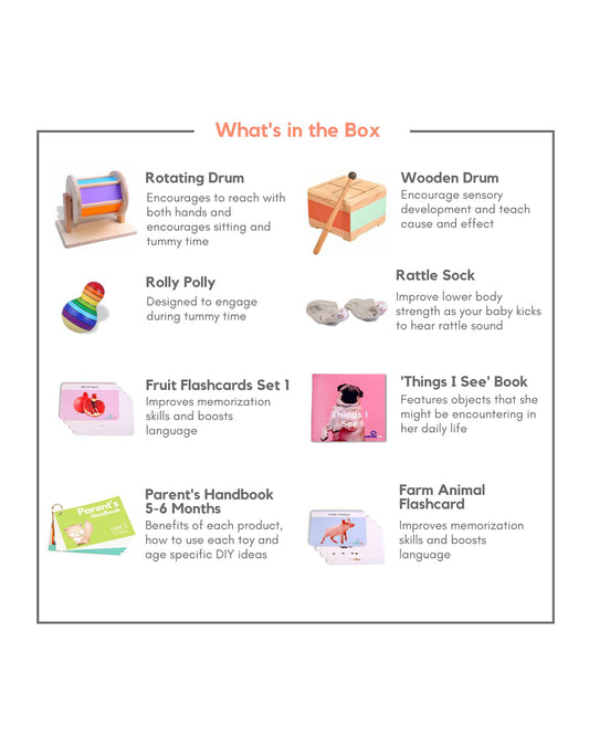 Curious Cub Montessori Box-5M+-Pack of 9 Montessori Toys-Encourages Baby’s Development-Learning & Educational Wooden Toys-Gift Set