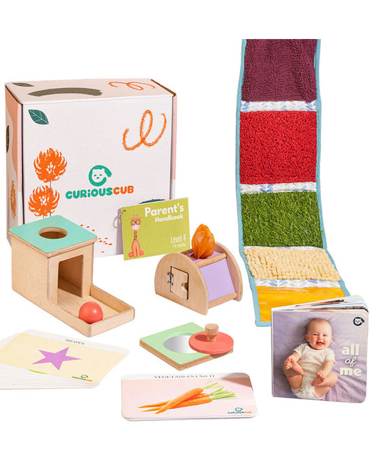 Curious Cub Montessori Box-7M+-Pack of 9 Montessori Toys-Encourages Baby’s Development-Learning & Educational Wooden Toys-Gift Set