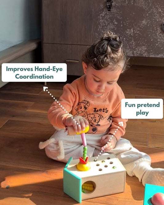 Curious Cub Montessori Box-16M+-Pack of 9 Montessori Toys-Encourages Baby’s Development-Learning & Educational Wooden Toys-Gift Set