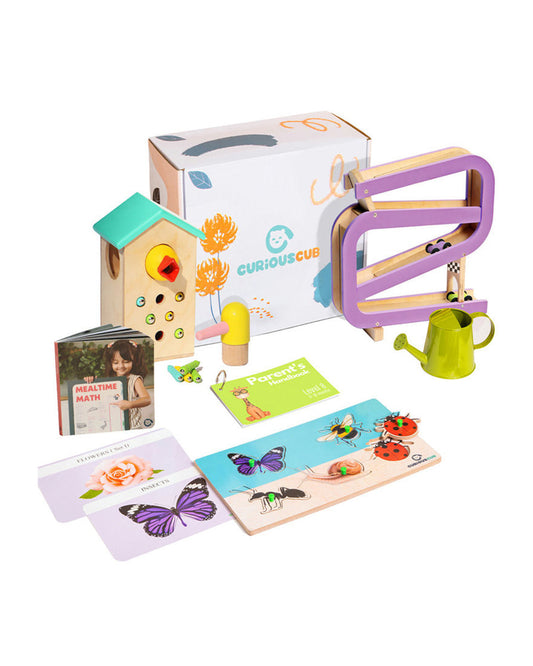 Curious Cub Montessori Box-16M+-Pack of 9 Montessori Toys-Encourages Baby’s Development-Learning & Educational Wooden Toys-Gift Set
