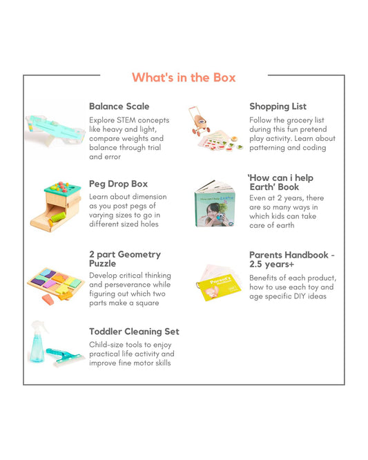 Curious Cub Montessori Box-2 Years 6M+-Pack of 6 Montessori Toys-Encourages Baby’s Development-Learning & Educational Wooden Toys-Gift Set