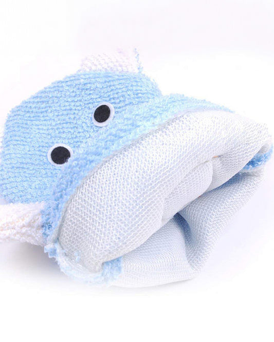 Syga Teddy Face Baby Sponge Loofah-Blue