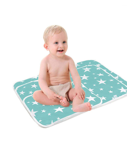 Syga Waterproof Diaper Changing Mat And Mattress Protector-Multilayer-Blue Star Design