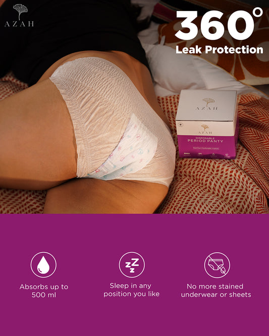 Azah Disposable Period Panty-M to L-For Postpartum Recovery-Leak-Free & Overnight Protection