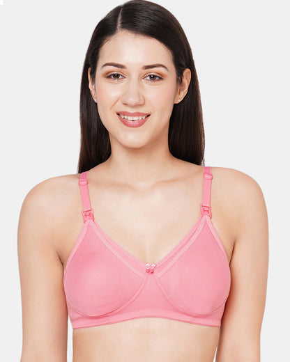 MomToBe Cotton Feeding Bra-Pack of 3-Non-Padded-Full Coverage-For Nursing-Beige, Pink & Peach