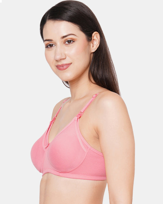 MomToBe Cotton Feeding Bra-Pack of 3-Non-Padded-Full Coverage-For Nursing-Beige, Pink & Peach