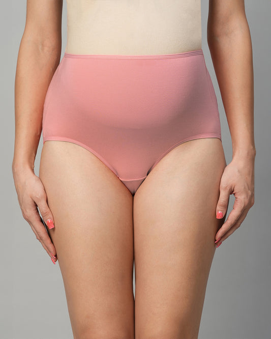 MomToBe Cotton Blend Maternity Panty-Pregnancy & Post Delivery-Pink, Cream & Peach-Pack of 3