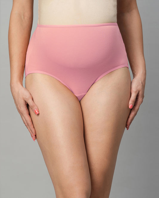 MomToBe Cotton Blend Maternity Panty-Pregnancy & Post Delivery-Pink, Cream & Peach-Pack of 3