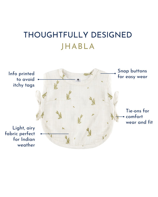 Dulaar Green Zen-The Sparrow Flower-Just Lion Around Jhablas-Printed-Organic Cotton-Pack of 3-For Infants