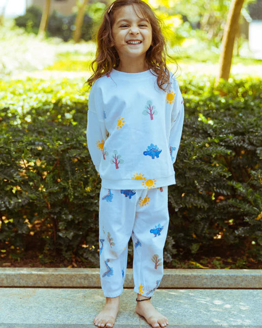 Dulaar A Day with Dinos Tracksuit-Printed-Organic Cotton-For Infants