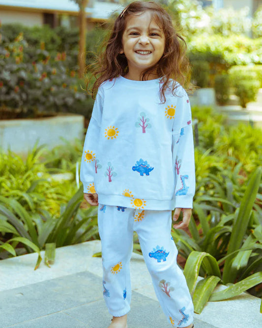 Dulaar A Day with Dinos Tracksuit-Printed-Organic Cotton-For Infants