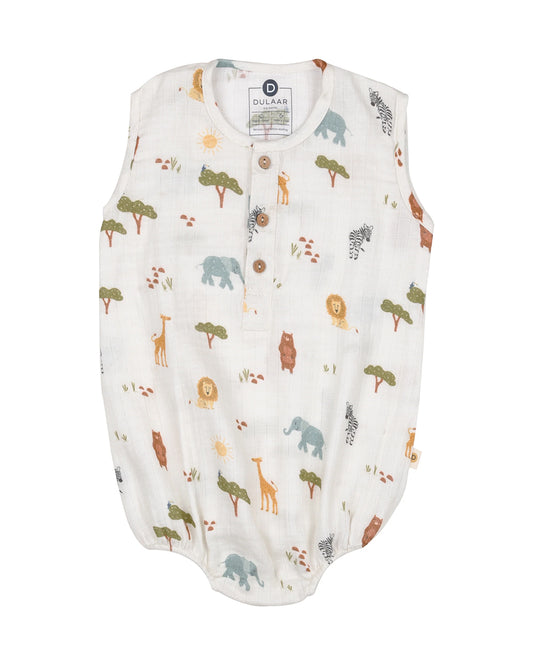 Dulaar White Romper-Squad Goals-Muslin-For Infants