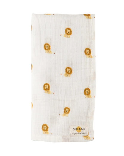 Dulaar Just Lion Around Organic Muslin Swaddle-GOTS Certified Organic Cotton-Infant Wraps