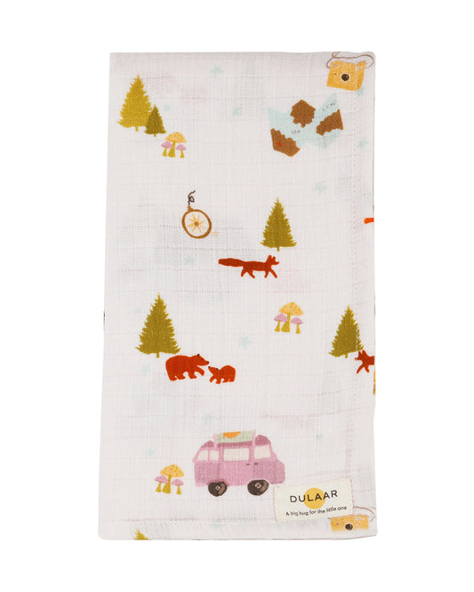 Dulaar Happy Camper Organic Muslin Swaddle-GOTS Certified Organic Cotton-Infant Wraps